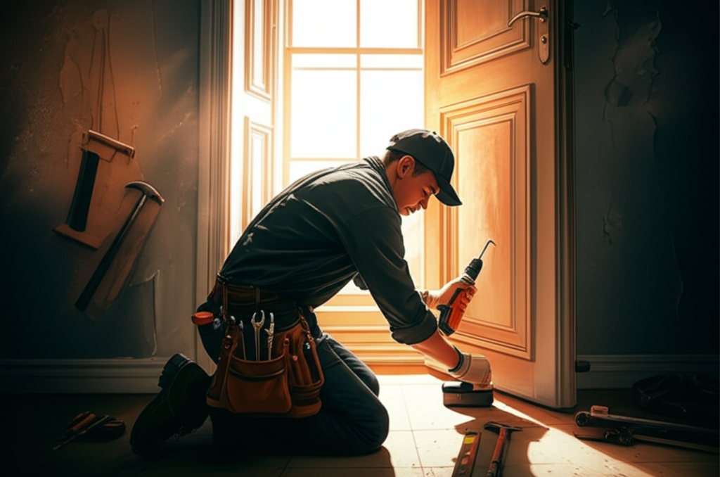 Professional handyman at work